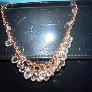 Swarovski crystal rose gold cluster necklace